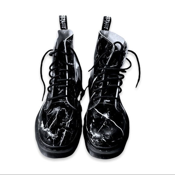 Dr. Martens | Shoes | Posh Party Dr Martens 46 Pascal Black Marble Boots  Size 8 Rare | Poshmark